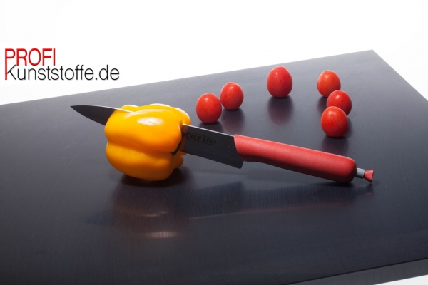 80 cm x 40 cm ,schwarzes Kunststoffschneidbrett, PROFIBRETT aus Vollkunststoff, HACCP geeignet, Spülmaschinenfest, höchst messerschonend, Industriequalität, für alle Lebensmittel geeignet